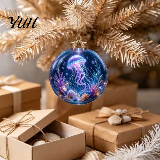 Einzigartige Meeresleben Weihnachtsgeschenke Ozean Kugel Ornament, Klares Acryl Leuchtend Kreative Baum Akzente Hängende Dekoration für Weihnachtsbaum, Feiertag