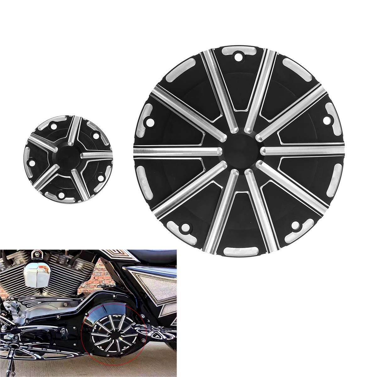 

AQIMY Мотоциклетная крышка Дерби Крышка таймера зажигания Алюминий с ЧПУ Harley Touring Road King Модель Крышка двигателя Колпачок Черный чёрный