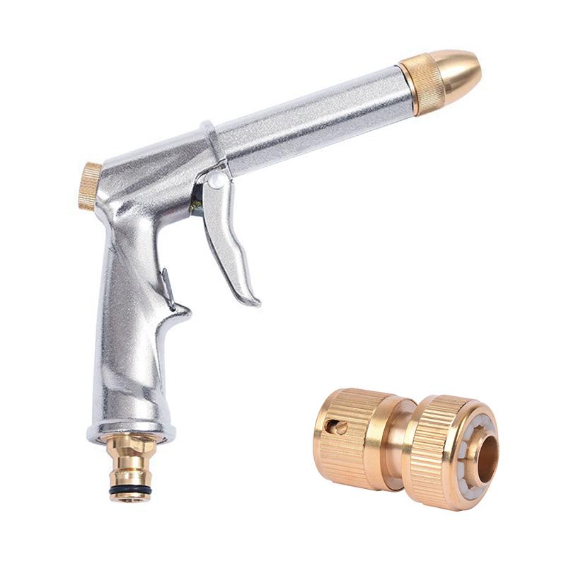Metal Water Gun Electroplating Lengthened High Pressure Household Car Wash Nozzle Garden Irrigation Water Gun Pressure Washer