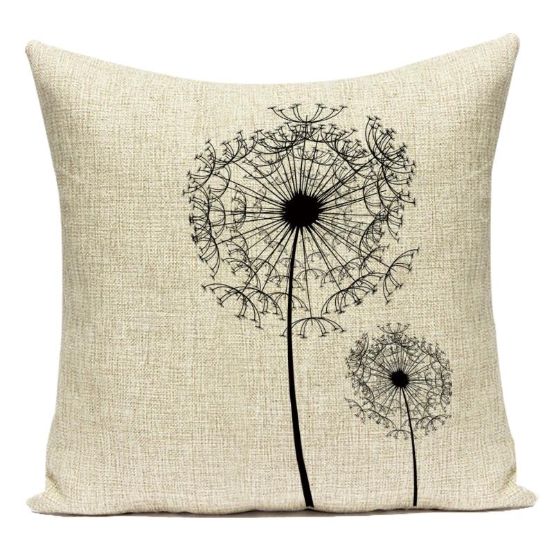 Black White Plant Building Flower Geometric Decorative Throw Pillows Case Polyester Sofa Cushion Cover For Home Decor