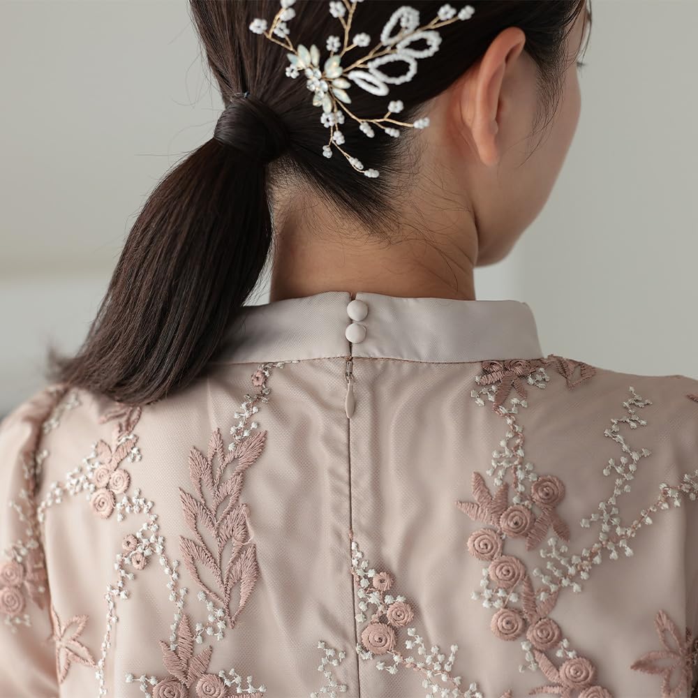 Petrecere de Nuntă O Singură Purtare la Floral 324241 [MAI MULTE AUNI] Rochie, Rochie, Piesă, Femei, Nunți, Invitații, Model, Broderie, Dantelă, Recepție, (BEG S)