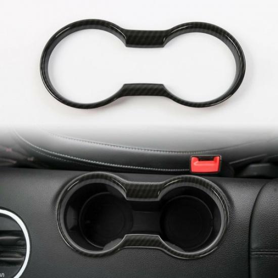 Car Cup Holder Cover Decoration Frame Trim for Ford Mustang 2015+ Carbon Fiber