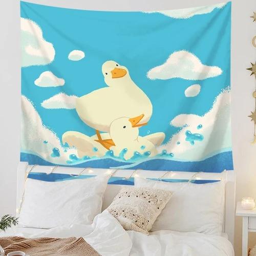 

Раскрашенная вручную мультяшная утка, плавающая, подвесная ткань, украшение для дома, гобелен, спальня, гостиная, гобелен 100x75cm