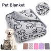 Warm Flannel Pet Blanket for Cats and Dogs Thickened Paw Print Cozy All Season 3 Sizes