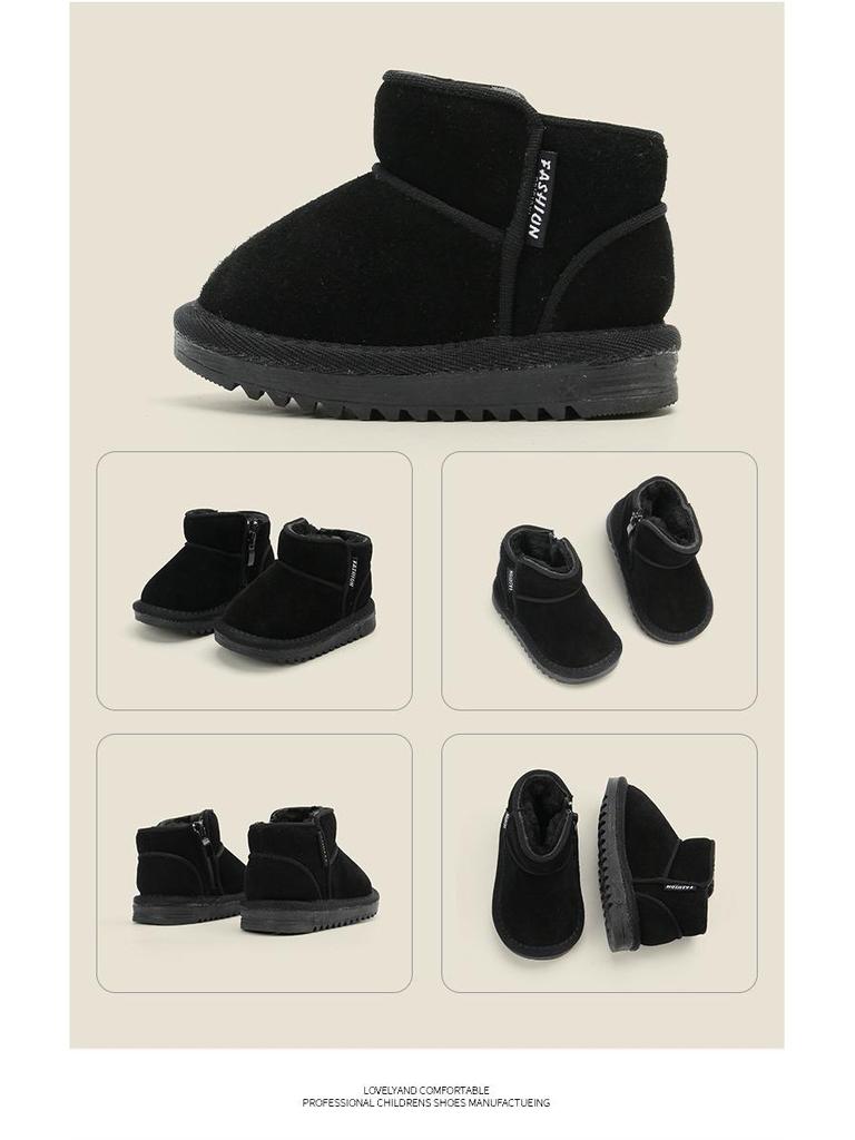 Boys' and Girls' Winter Ankle Boots with Velvet, Cotton & Leather - Infant & Toddler Snow Shoes