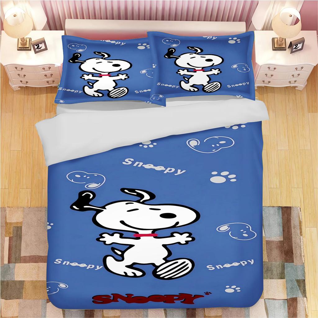 Snoopy Anime Home Bedroom Comforte Nordic polyester material suitable for children and adults 3-piece set