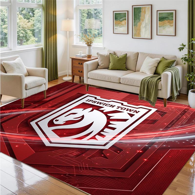 Ipswich Town Football Design Crystal Velvet Rug Soft Decorative Mat for Bedroom Entrance