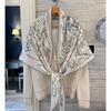 NINA SOLOR Rabbit Print Silk Wool Scarf Shawl