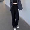 Gray High-Waisted Wide-Leg Pants for Women - Spring Plus Size, Drapey Straight Casual Suit