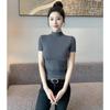 New Ancora Red Half Turtleneck Short-sleeved Bottoming Shirt for Women to Wear with Summer, Spring and Autumn New Style Tops