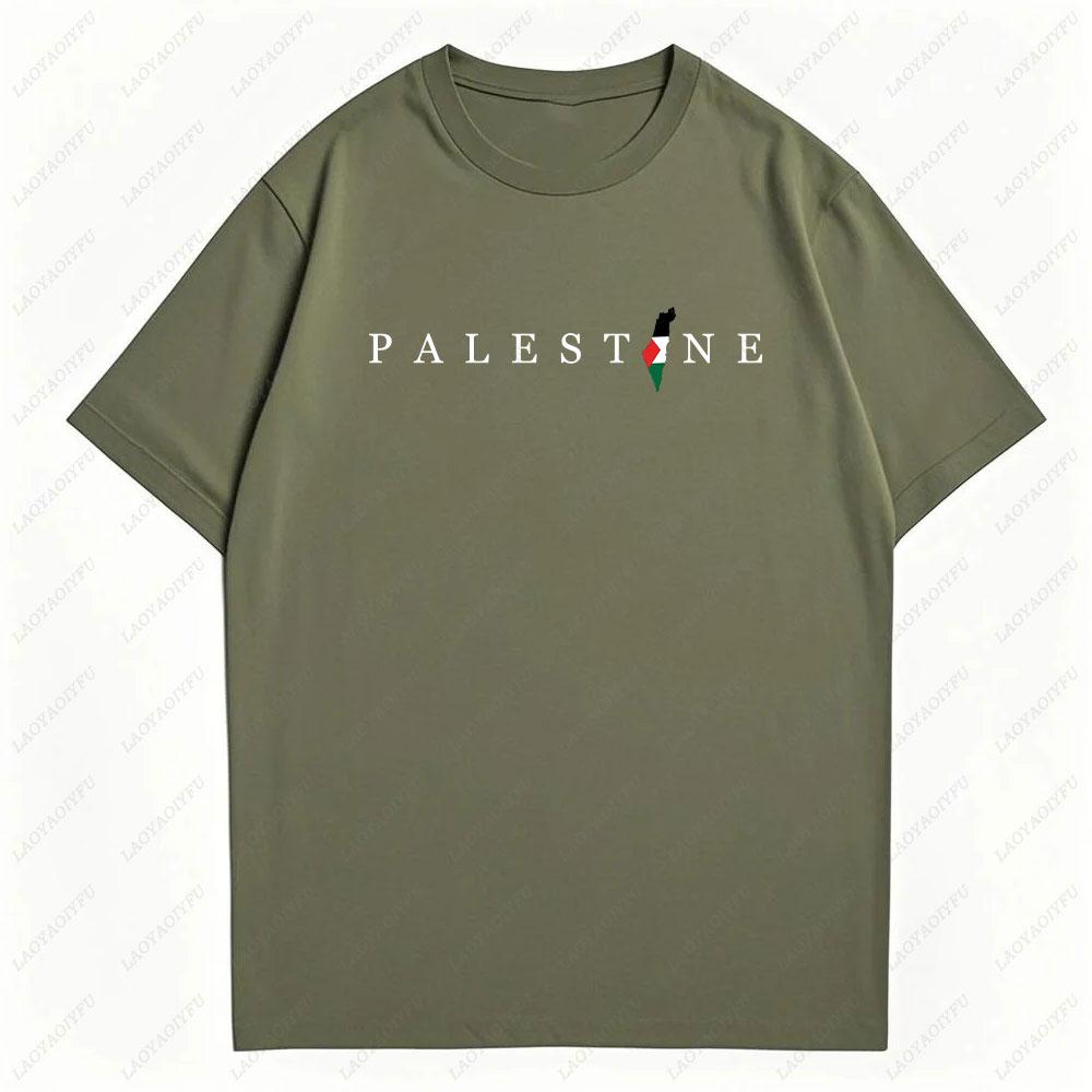 Maglietta Palestina Cotone Vintage Unisex Stile Boho Retro Streetwear Casual Vestibilità Larga Uomo Donna Abbigliamento Uomo T-Shirt Top