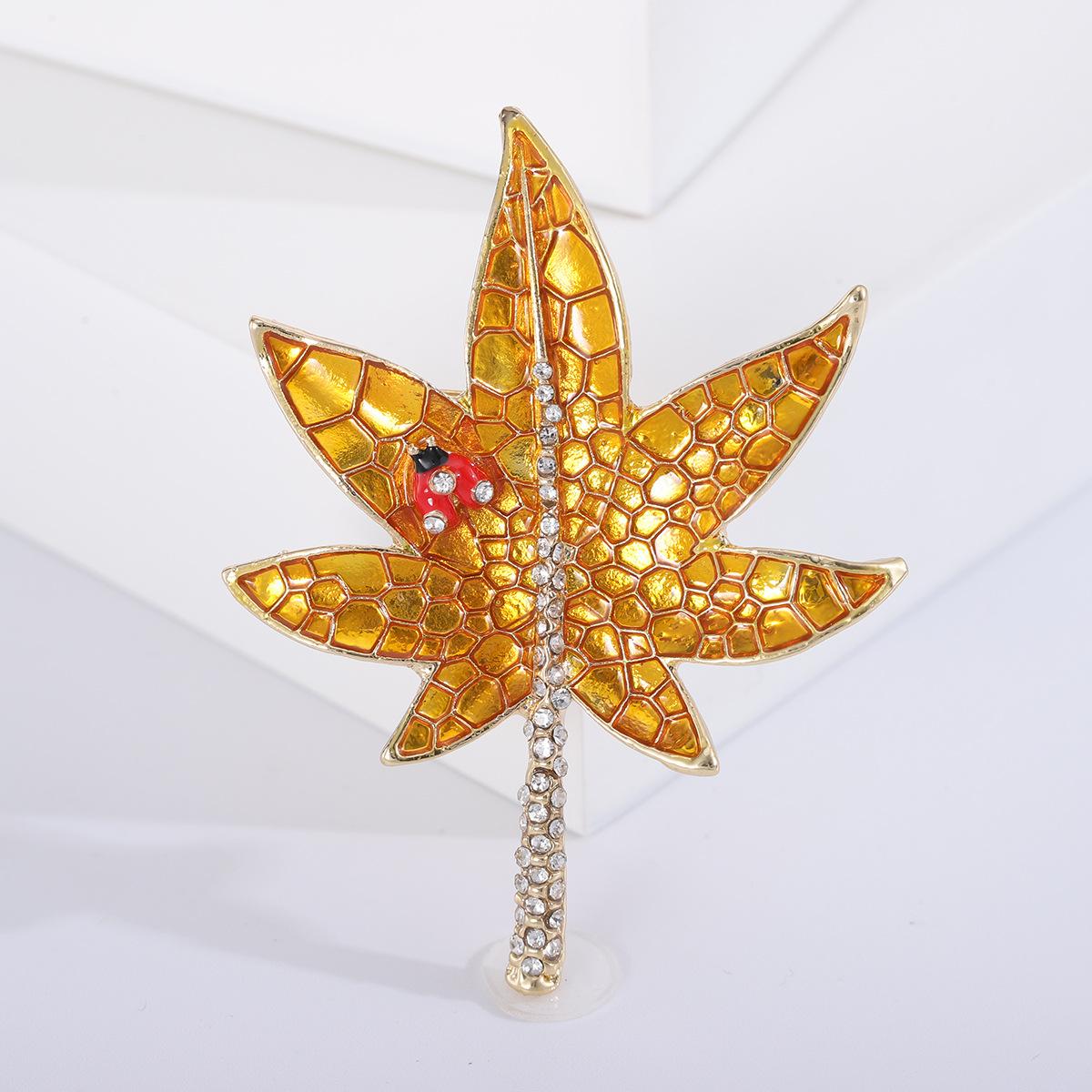 

Брошь из сплава в виде листа с бриллиантами, брошь-булавка ручной работы в виде капель масла, универсальный корсаж для одежды