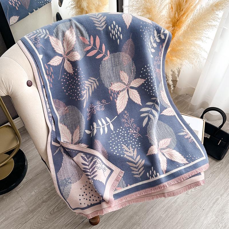 Retro butterfly high-end imitation cashmere scarf for women in autumn and winter, thickened outer layer, warm office shawl