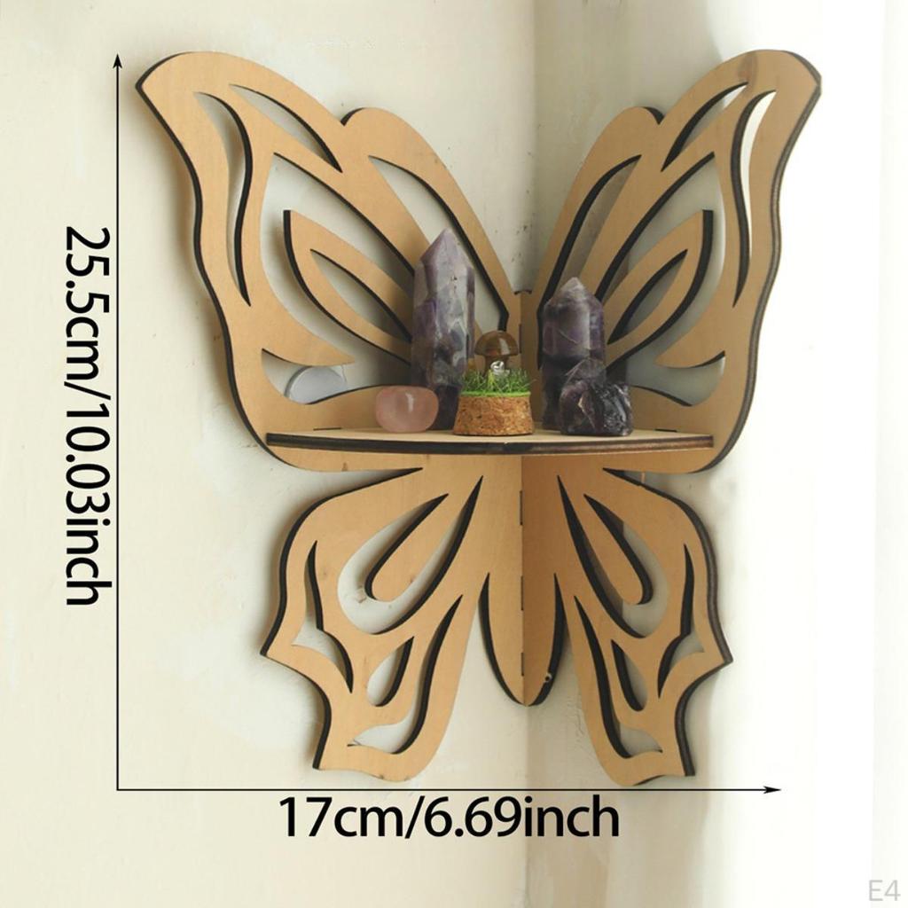 Butterfly Corner Shelf, Wall Organizer, Decorative Floating Wooden Suitable for