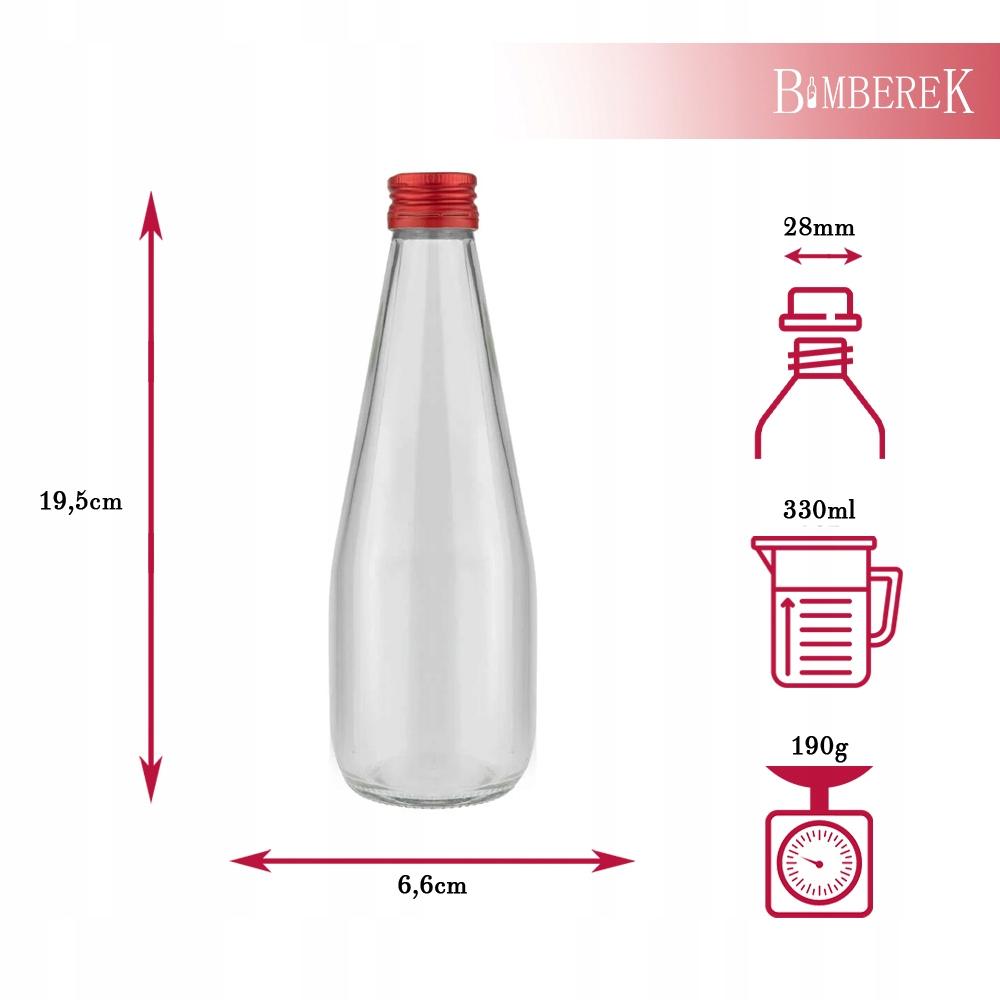 5x DROP JUICE BOTTLE 330ml + CAP GLASS BOTTLES FOR SYRUP AND LIQUEUR