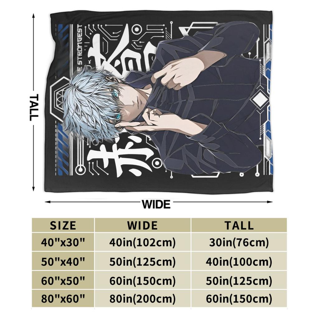 Anime Jujutsu Kaisen Wool Blankets Novelty Throw Blankets for Home Hotel Sofa Rug Piece,