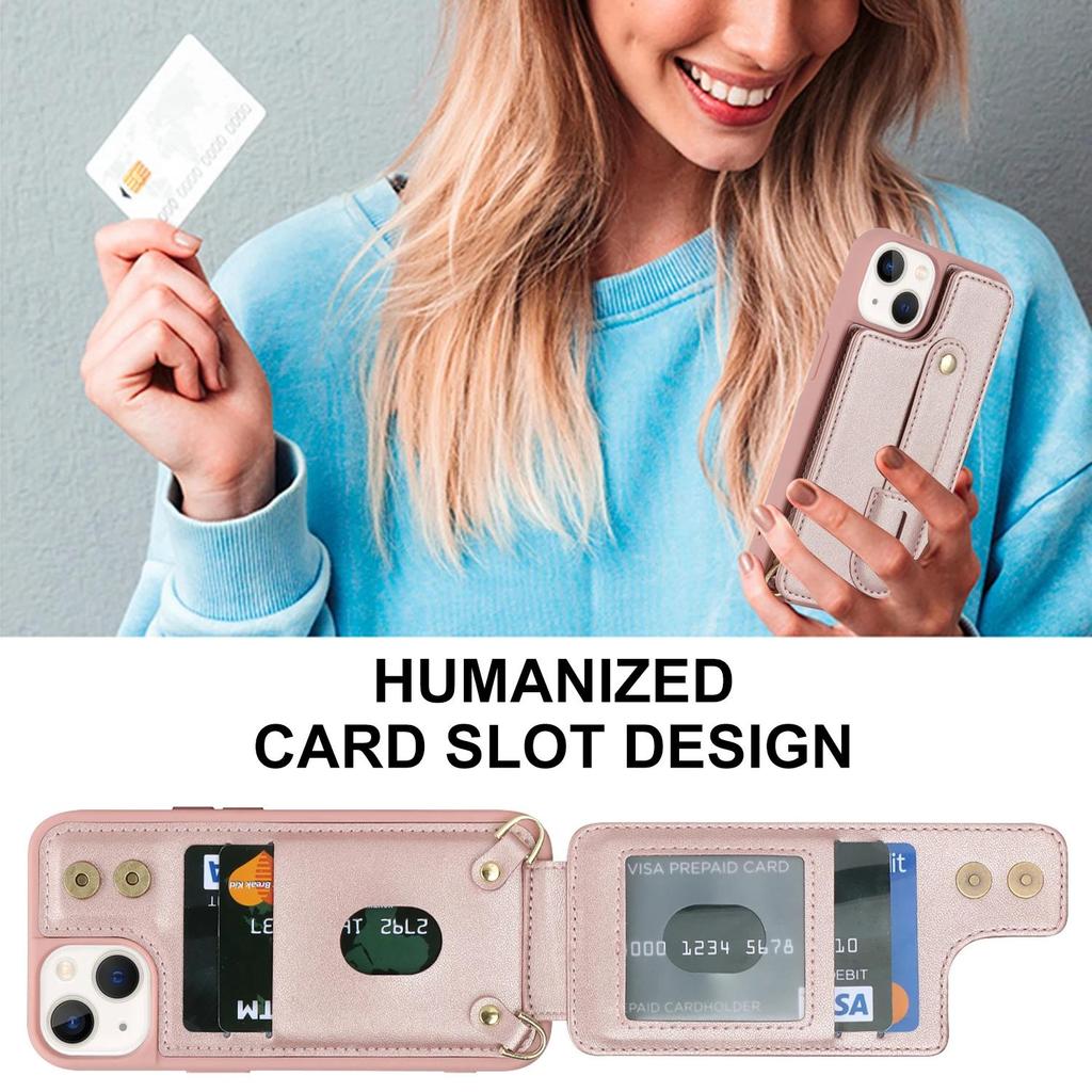 Crossbody Wristband Wallet Leather Cards Solt Case for iPhone 17 16 Pro Max 15 14 12 13 XS Plus SE 2022 Pocket Purse Lanyard Bag
