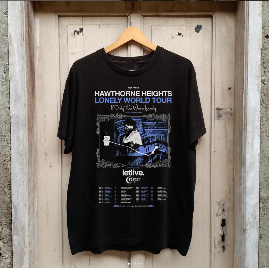 Lonely World Tour Hawthorne Heights Band T Shirt Full Size S-5XL S разноцветный