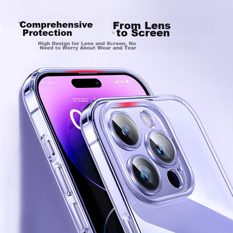 Pisen Magnetic Case for IPhone 14 Pro, MagSafe Compatible Protective Cover, Shockproof Ultra-Thin Transparent Case with Magnetic Charging Functio