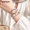 SANDA Women's Luxury Snake Head Bracelet Watch with Roman Mother-of-Pearl Dial, Diamond Accents, English Two-Hand, 30M Water Resistant.