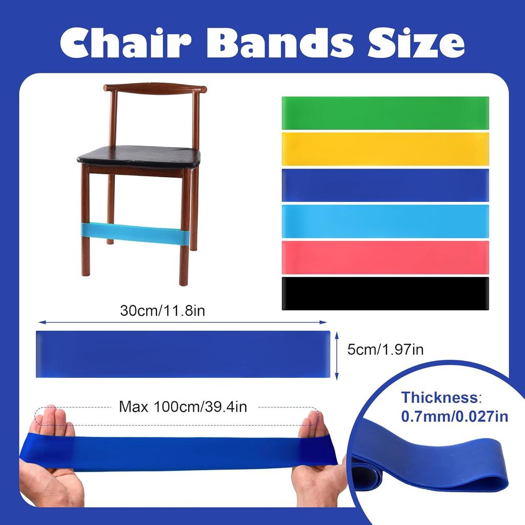 6 PCS Chair Bands With Fidgety Feet Colorful Chair Fidget Bands Desks Stretch Foot Band for ADHD Sensory Flexible Band Classroom Home Chair Fidget