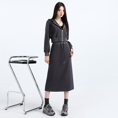 New Casual Drawstring Sports Straight Skirt for Women In Autumn and Winter, Loose and Lazy Hip-covered High-waisted Skirt for Women In Autumn