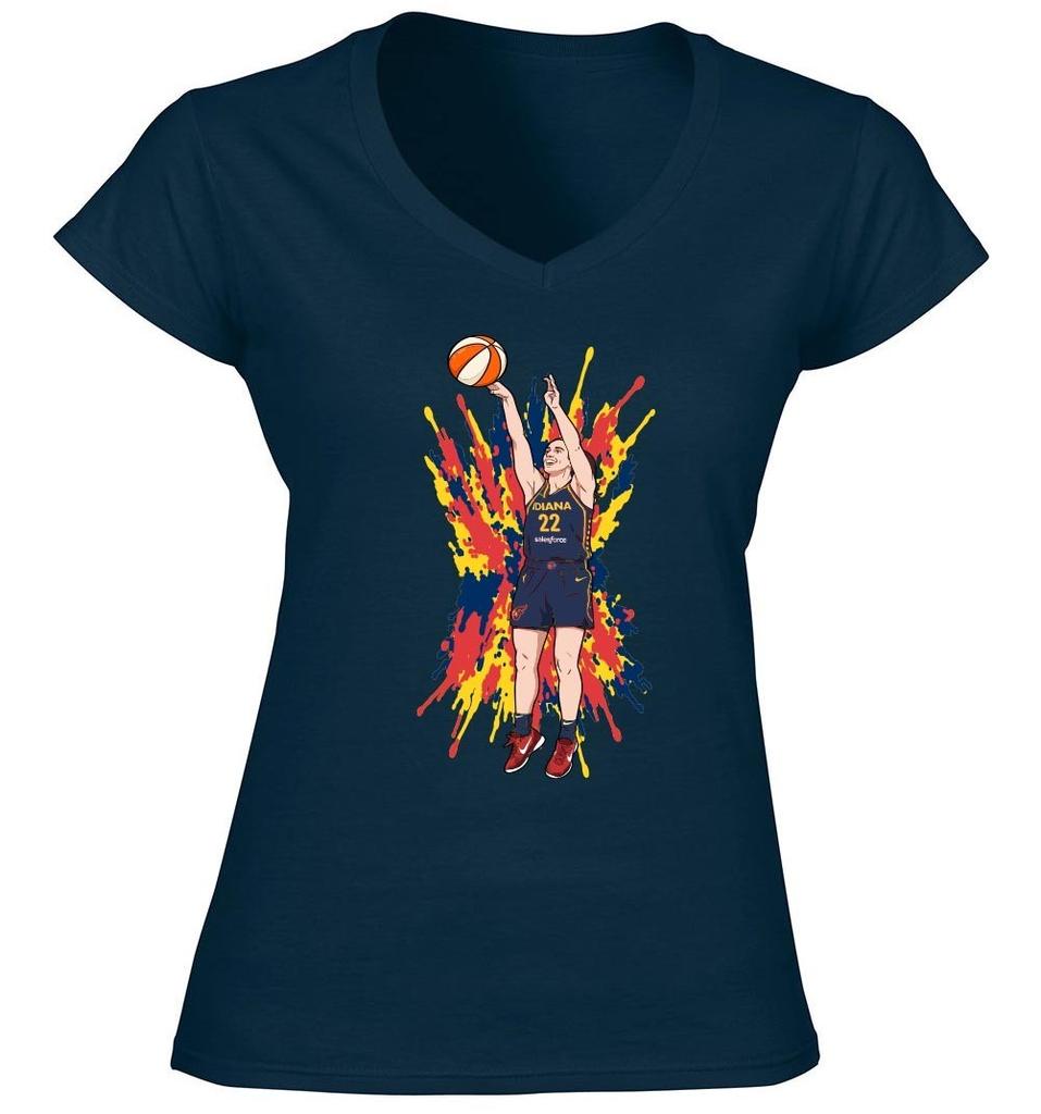 Caitlin Clark Spray Paint Fever LADIES V-Neck Shirt T-Shirt