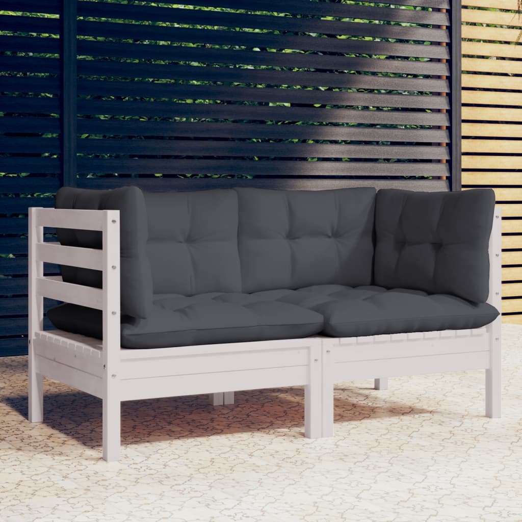 Vidaxl 2-Seater Garden Sofa with Anthracite Cushions, Pine