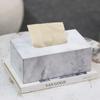 Light Luxury Marble Rectangular Tissue Box Ornaments Sales Office Hotel Model Room Desktop Tissue Box Soft Decorations