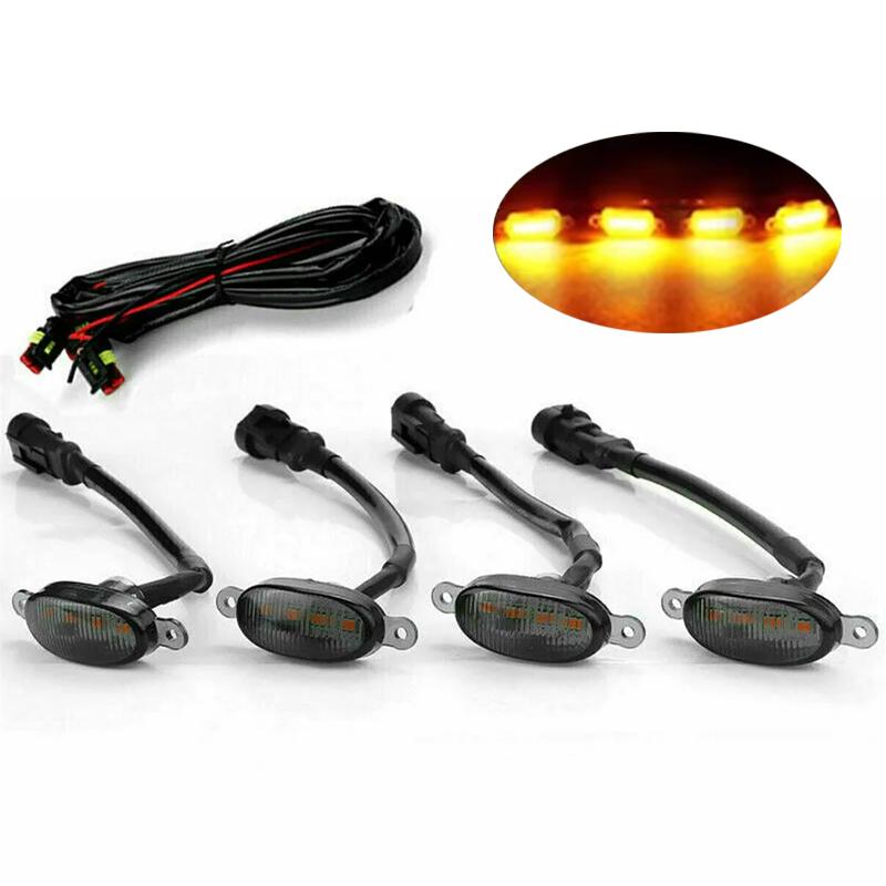 4 In 1 Car Front LED Grille Light Smoked Amber Grill Light For Jeep Off Road Trunk SUV Ford Toyota Daytime Running Lamp