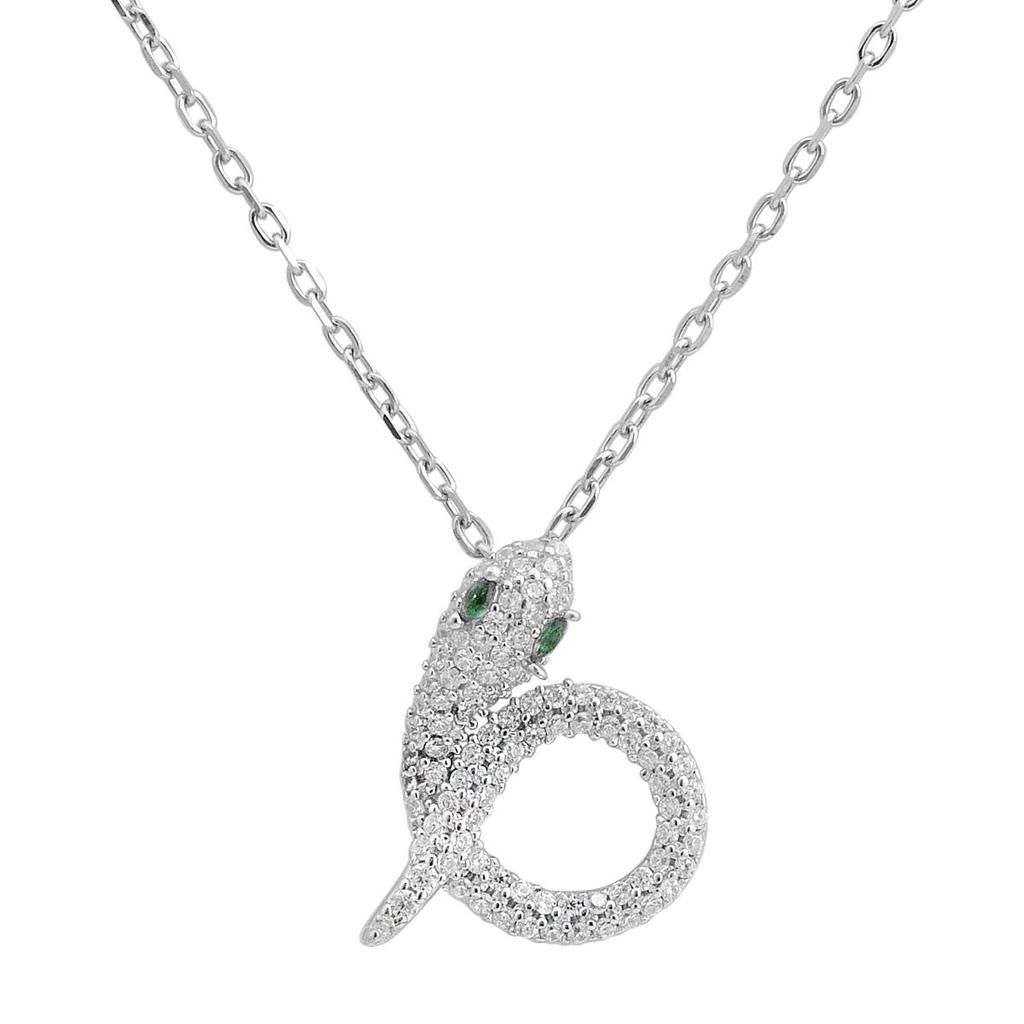 Silver Necklace with Cubic Zirconia, Product Weight 4.12 G (2177531)