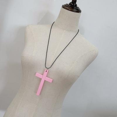 Kreuz Engelsflügel Halskette Jesus Christus Anhänger Choker Retro Schmuckstil Naturholz Amulett