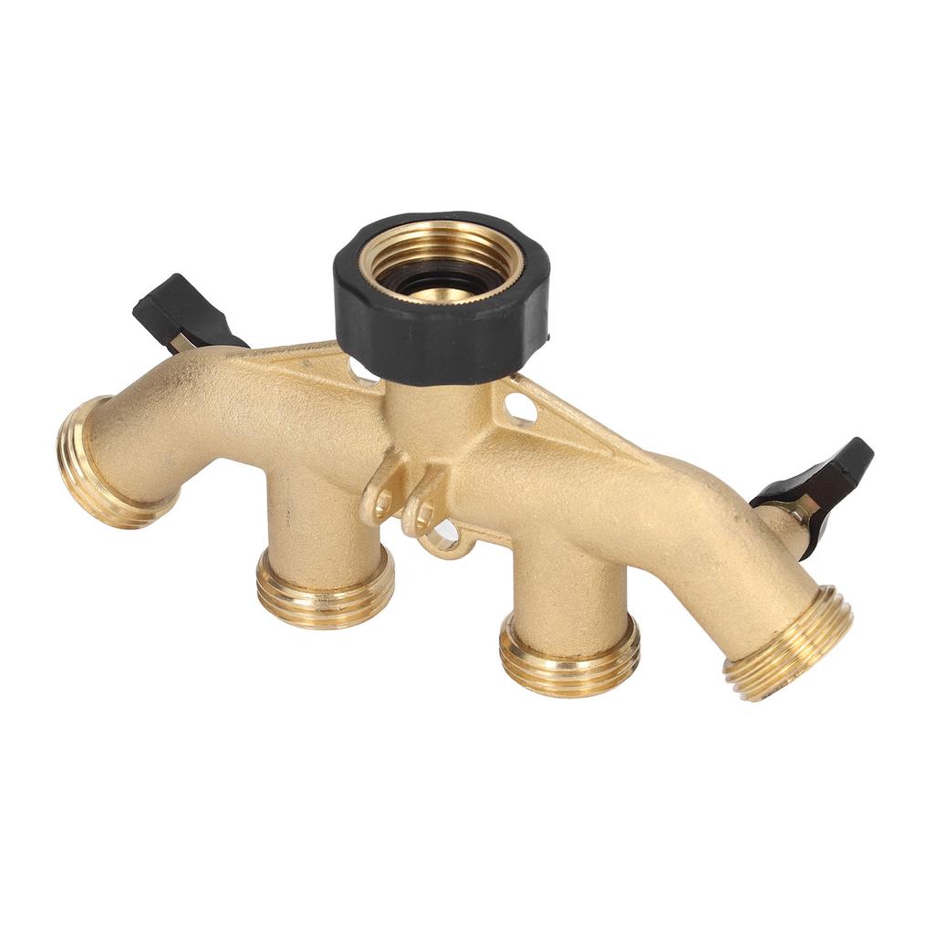 3 4in Hose Faucet Manifold Splitter 4 Way Brass Pipe Split Connector Garden Hose DistributorUS Standard