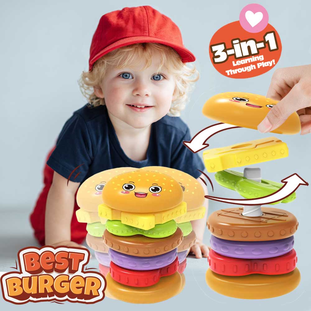 Burger Baby Montessori Sensory Intellectual Development Set, Developing Fine Motor Skills, Stacking Tower Learning Toys