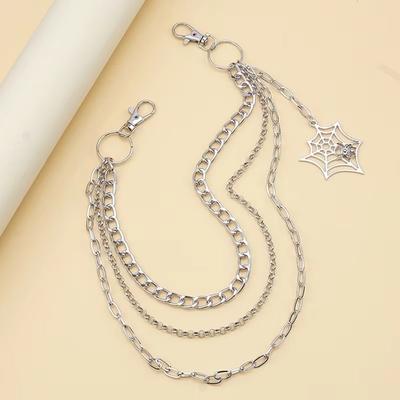 Fashion Punk Metal Pants Chain Hip Hop Waist Chain Spider Web Pendant Jeans Chain For Men Women Accessories Gifts
