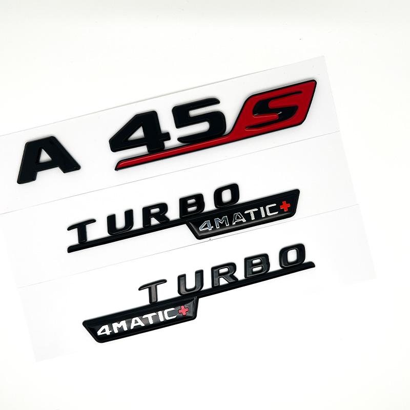 3D ABS Black A45S Logo Turbo 4MATIC Badge Car Rear Star Sticker Trunk AMG Emblem For Mercedes Benz A 45S AMG W177 Accessories