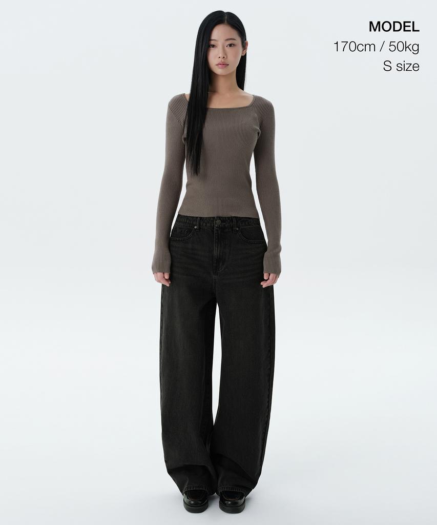 MUSINSA STANDARD WOMAN Women'S Ribbed Slim Square Neck Knit [Taupe]