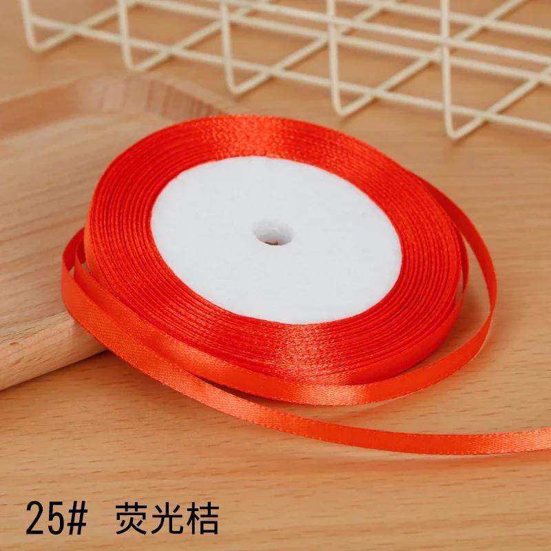 6mm Satin Ribbon DIY Artificial Silk Material Christmas Halloween Wedding Birthday Party DecorationHandmade Bows Gift Wrapping