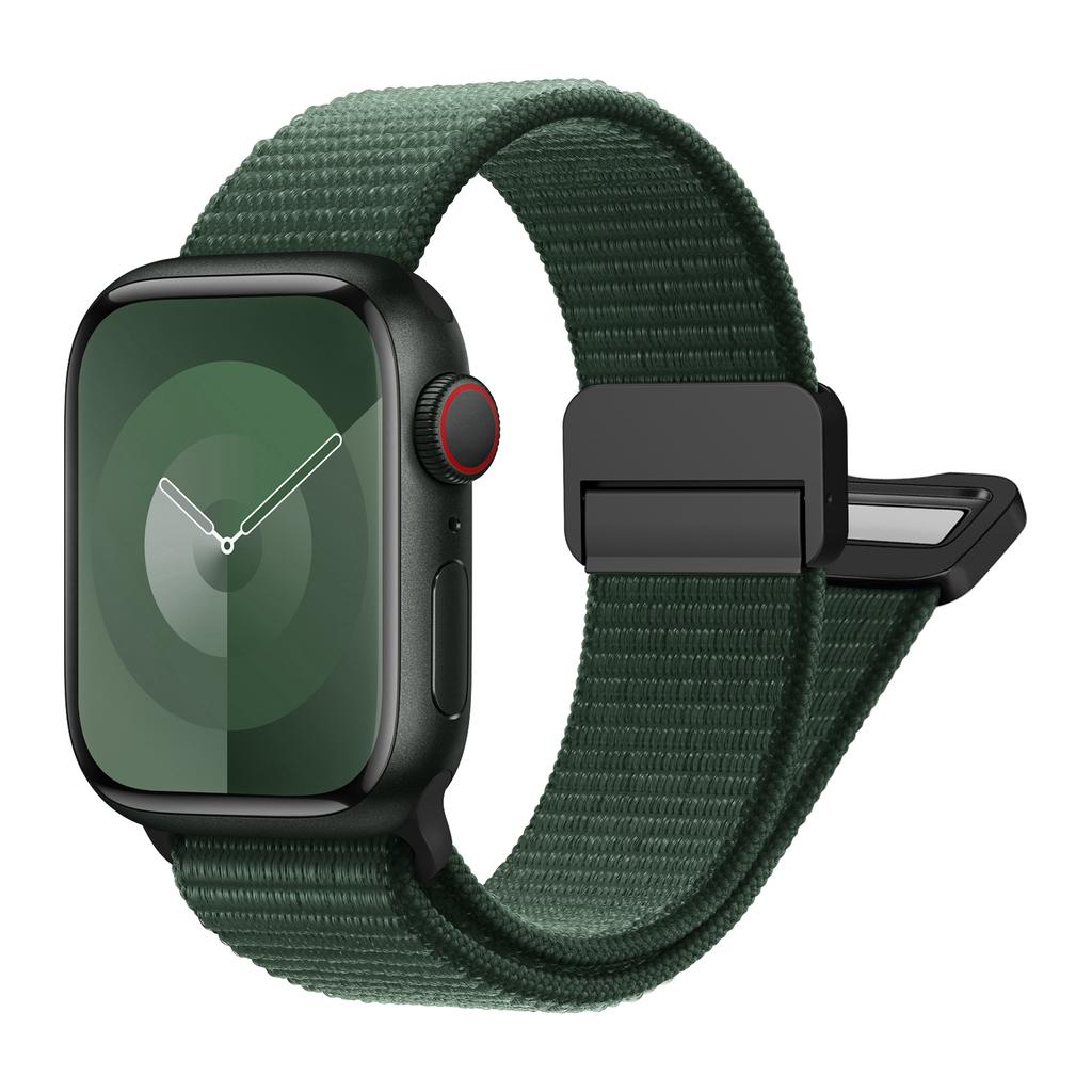 Sport Nylon Band for Apple Watch 40mm 41mm 42mm 44mm 45mm 49mm Adjustable Magnetic Stretchy Braided Strap for iWatch Series SE 9 8 7 6 5 4 3 Ultra 2