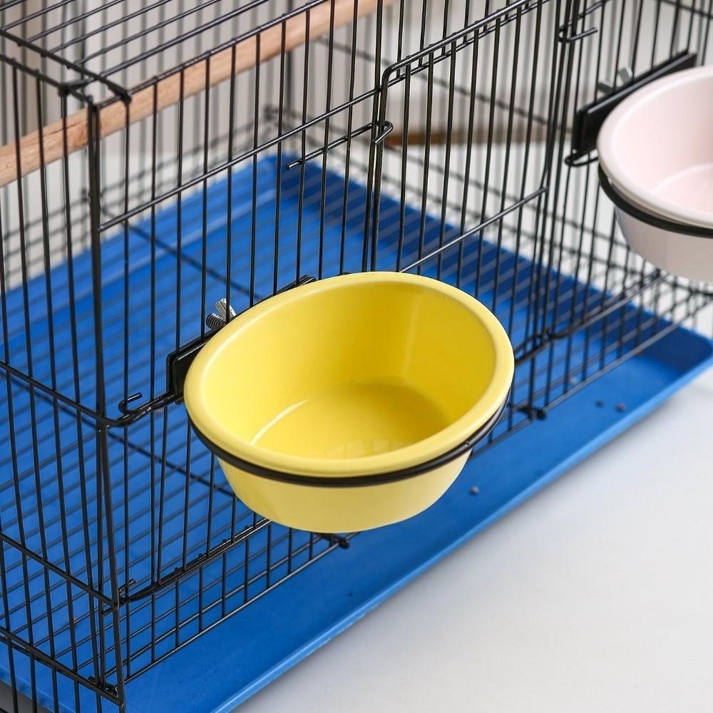Wide Mouth Hanging Ceramic Parrot Bowl Detachable Prevents Spills Bird Feeding Bowl with Stand Parrot Water Feeder Small Pets