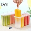 Ice Lolly Molds 2Pcs Cube Food Grade Non-Stick Reusable Easy Demoulding with Stick Popsicle And Lid Cubes Making Eco-friendly 4-Cavity Silicone