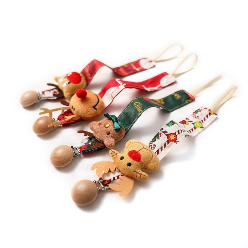 Handmade Baby Pacifier Clip Chain Cotton Cartoon Style Pacifier Holder Dummy Clips Baby Christmas Gift