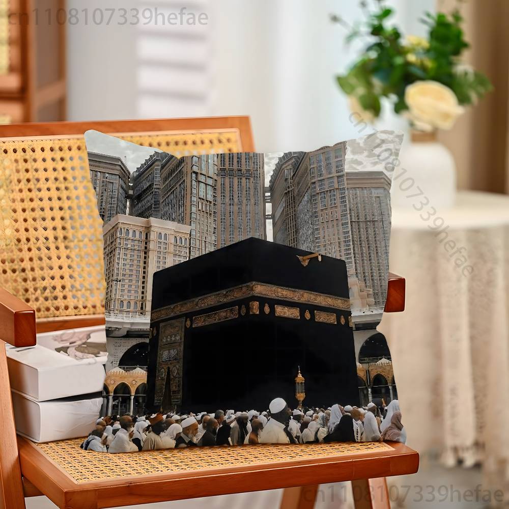 Islam Muslims Kaaba Arab Islam Pillow Case Plush Pillow Cases Home Decoration Pillow Cover for Sofa Bed Chair Living Room