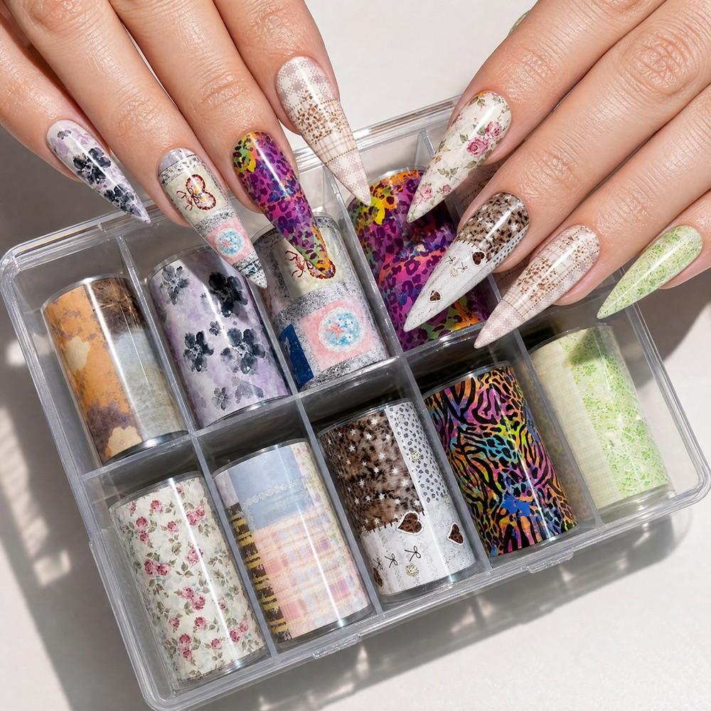 Leopard Print Nail Foils Flower Nail Art Stickers Professional Manicure Decals Nail Decoration