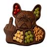 Zásobník na svačinu Bulldog se středním prstem 5 přihrádek Dřevěný servírovací podnos Zásobník na sýr, předkrmy a jídlo Prkénko na charcuterie Dárek pro milovníka psů