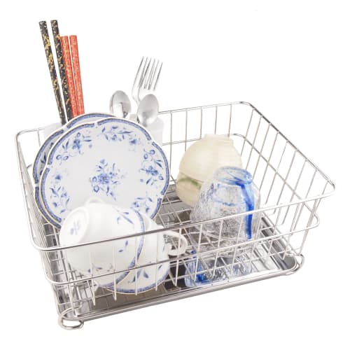 PEARL METAL Dish Drainer, Mini, Sliding Type with Tray, Stainless Steel, Alphage, H-9543