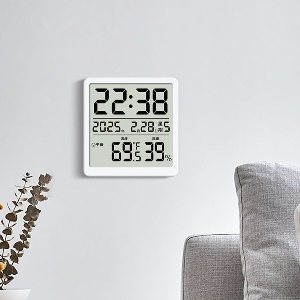 Minimalist Magnetic Digital Clock LED Temperature Display Home Hygrometer Black White Multi-Functional Wall Clock Home Use2