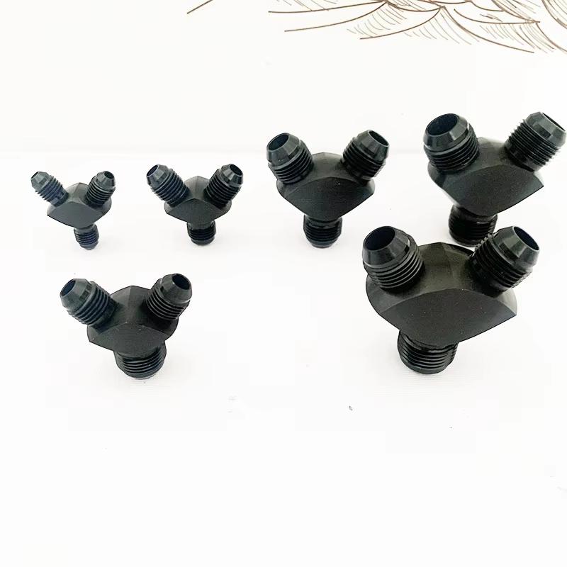 Tee Oil Pipe Joint , Block Y Adapter Fittings Adaptor Male Thread AN4 AN6 AN8 AN10 Aluminium Fuel Oil Hose Fitting Pipe Joint