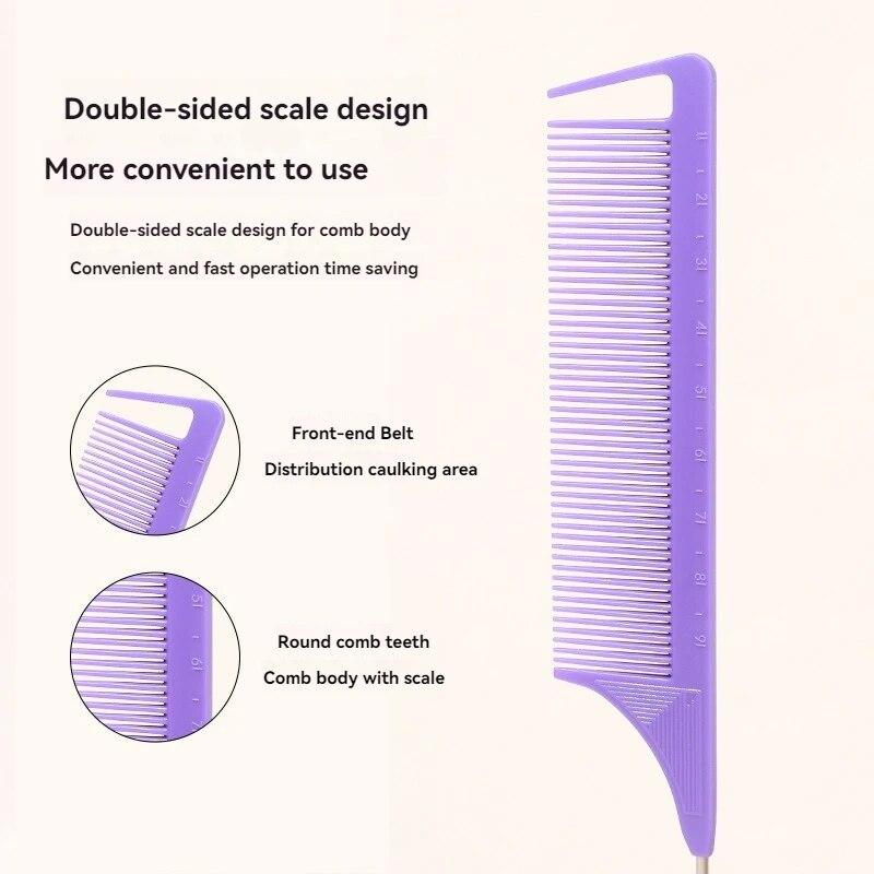 Three-piece hair comb set: Tapered tail comb, three-row comb, steel needle rat tail comb, toothbrush, eyebrow brush