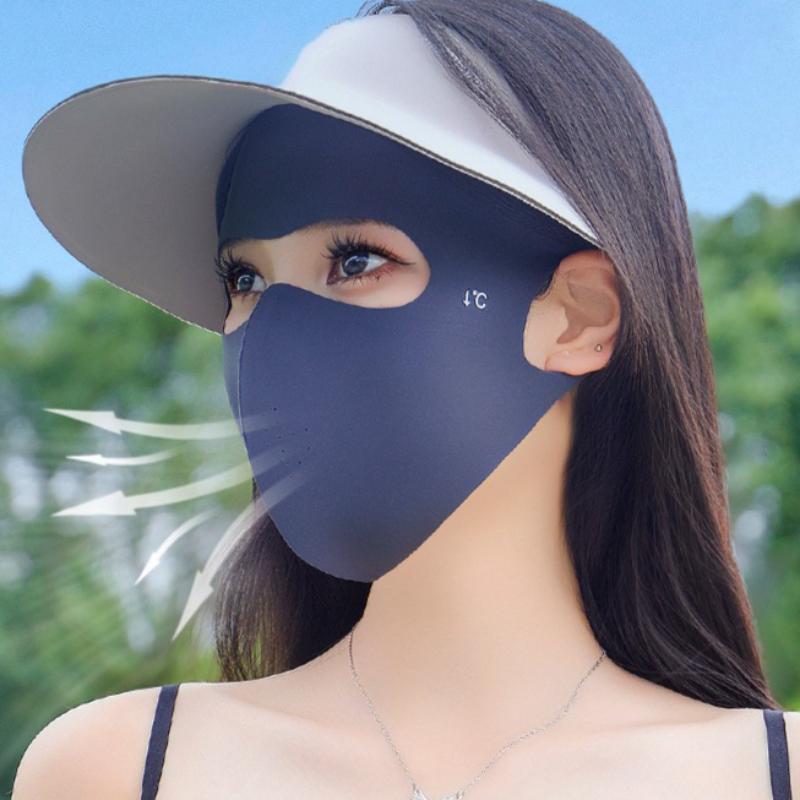 Full-Face UV Face Mask Reusable UPF 50+ Protection Sunscreen Veil Washable Breathable Ice Silk Sunscreen Mask for Cycling